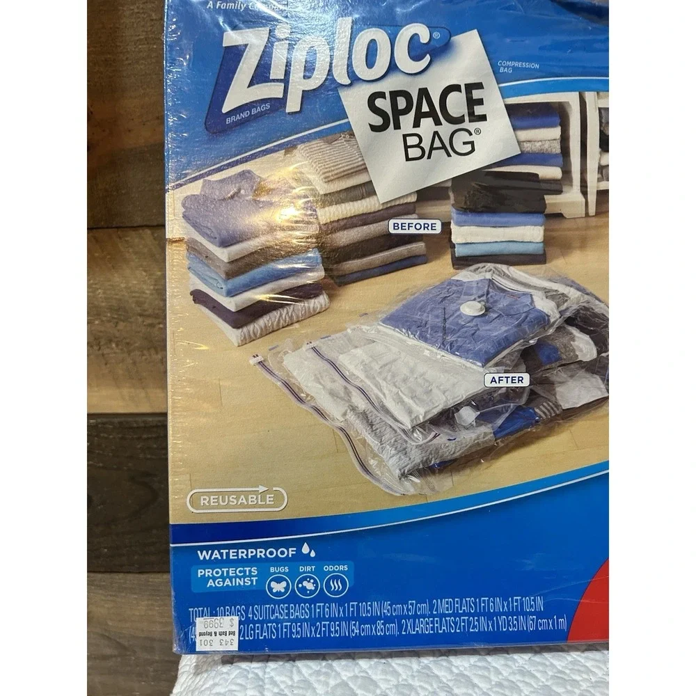 Ziploc Space Bag 10 Bag Variety Value Pack Space Saver Organizer System